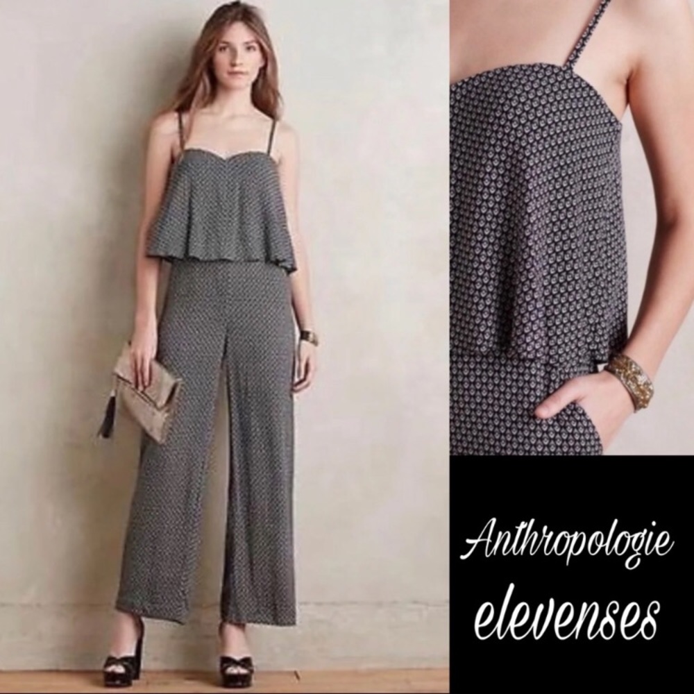 Anthro Elevenses Black White Nouri Jumpsuit
